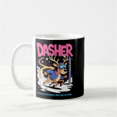 Dasher Reindeer Christmas Speeding Fun  コーヒーマグカップ (左)