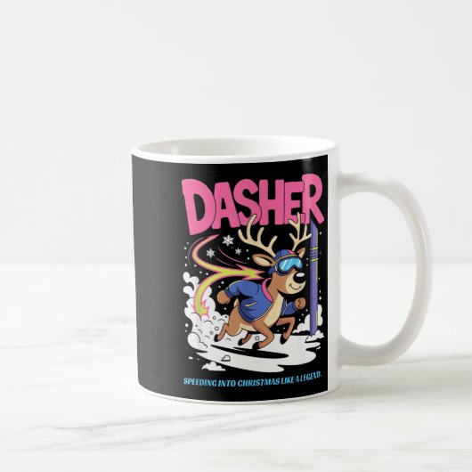 Dasher Reindeer Christmas Speeding Fun  コーヒーマグカップ (右)