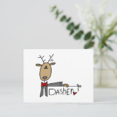 Dasher Reindeer Christmas Tシャツとギフト シーズンポストカード (スタンド正面)