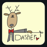 Dasher Reindeer Christmas Tシャツとギフト スクエアシール<br><div class="desc">Dasher Reindeer Tシャツ、マグカップ、マグネット、カード、ステッカー、トートバッグ、キープサックなど、かわいいトナカイデザインを喜ばせる。サンタのトナカイデザインはTシャツとギフトで全部！</div>