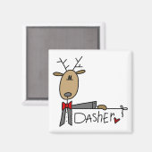 Dasher Reindeer Christmas Tシャツとギフト マグネット (正面/裏面)