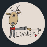 Dasher Reindeer Christmas Tシャツとギフト ラウンドシール<br><div class="desc">Dasher Reindeer Tシャツ、マグカップ、マグネット、カード、ステッカー、トートバッグ、キープサックなど、かわいいトナカイデザインを喜ばせる。サンタのトナカイデザインはTシャツとギフトで全部！</div>