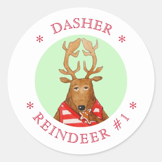DASHER REINDEER SMALL Roundスタンプ ラウンドシール (正面)