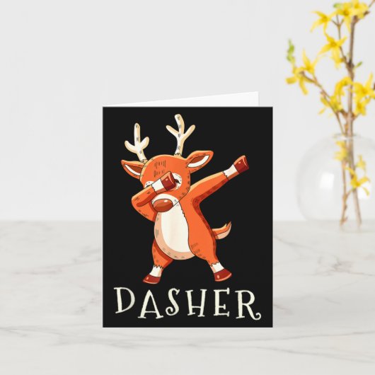 Dasher Santas Reindeers Family Matching Outfit Chr カード (黄色い花)