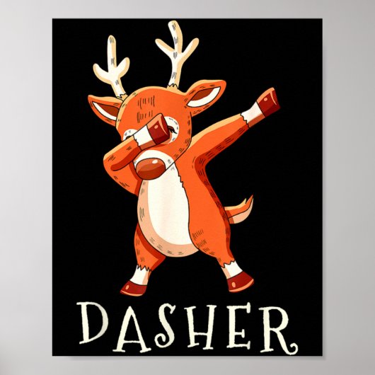 Dasher Santas Reindeers Family Matching Outfit Chr ポスター (正面)
