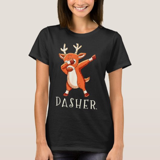 Dasher Santas Reindeers Family Matching Outfit Chr Tシャツ (正面)