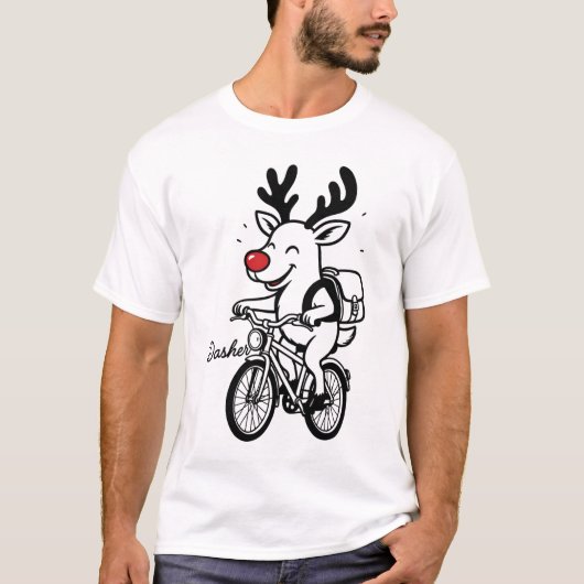 Dasher The Reindeer Riding a Bike Tシャツ (正面)