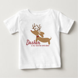 Dasher Weindeerのダックスフントのクリスマスのワイシャツ ベビーTシャツ