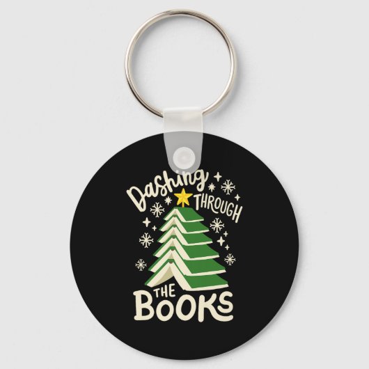 Dashing Through The Books Christmas Book Lovers Me キーホルダー (正面)