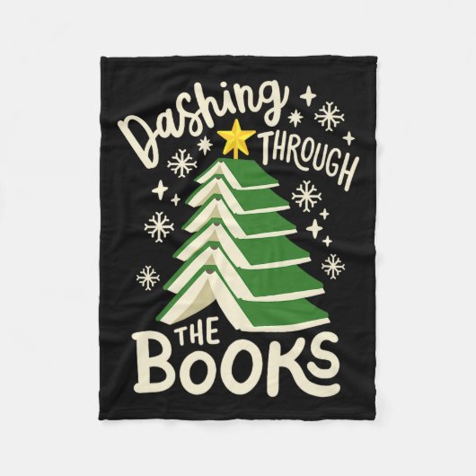 Dashing Through The Books Christmas Book Lovers Me フリースブランケット (正面)
