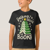 Dashing Through The Books Christmas Book Lovers Me Tシャツ (正面)