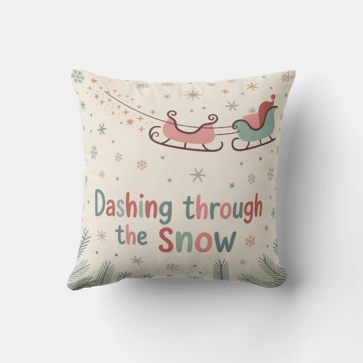 Dashing Through the Snow Cozy Pastel Christmas クッション (裏面)