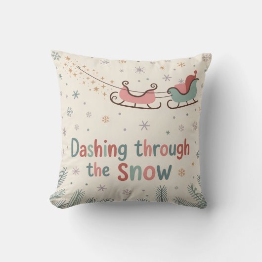 Dashing Through the Snow Cozy Pastel Christmas クッション (正面)