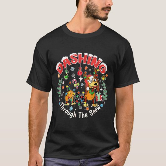 Dashing Through The Snow, Dog Christmas, Funny Chr Tシャツ (正面)
