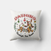 Dashing Through the Snow Funny Dachshund Dog Xmas クッション (裏面)