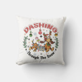 Dashing Through the Snow Funny Dachshund Dog Xmas クッション (正面)