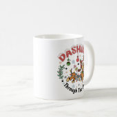 Dashing Through the Snow Funny Dachshund Dog Xmas コーヒーマグカップ (正面右)