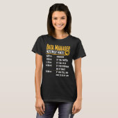 Data Manager Hourly Rate Data Director Manager Tシャツ (正面フル)