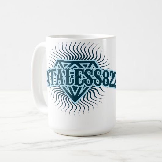 Dataless822ダイヤモンドのロゴのマグ コーヒーマグカップ (正面左)