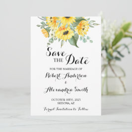 Dateの結婚Sunflowers Greeneryを保存 招待状