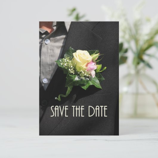 Dateグルームブトニエールを保存 セーブザデート (スタンド正面)