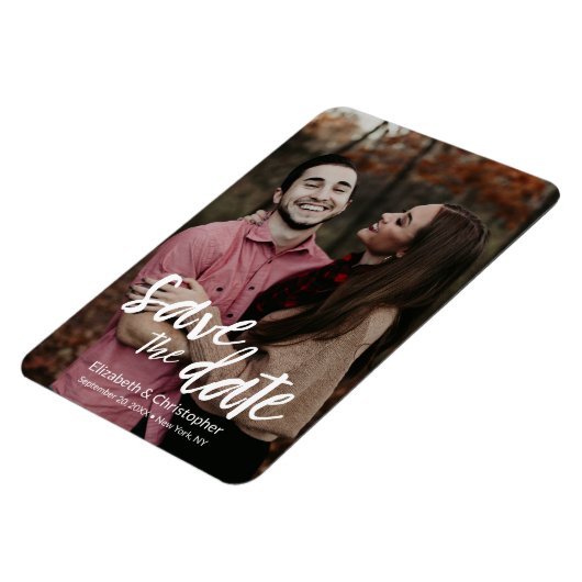 Dateスパーソナライズされたモダンクリプトの写真を保存 マグネット (左側)