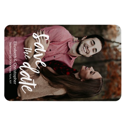 Dateスパーソナライズされたモダンクリプトの写真を保存 マグネット (横)