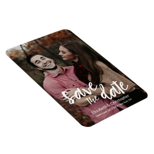 Dateスパーソナライズされたモダンクリプトの写真を保存 マグネット (右側)