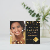 Dateフォト卒業パーティー2023黒を保存 ポストカード (スタンド正面)