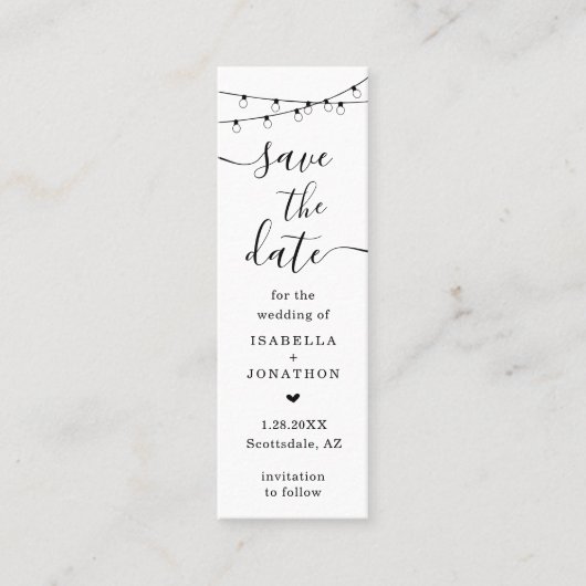 Dateブックマーユニーククブックマークを保存する スキニー名刺 (正面)