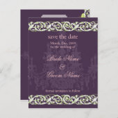 Dateポストカード、シャンデリアの渦巻き旋回アクセントを保存 案内ポストカード (正面/裏面)