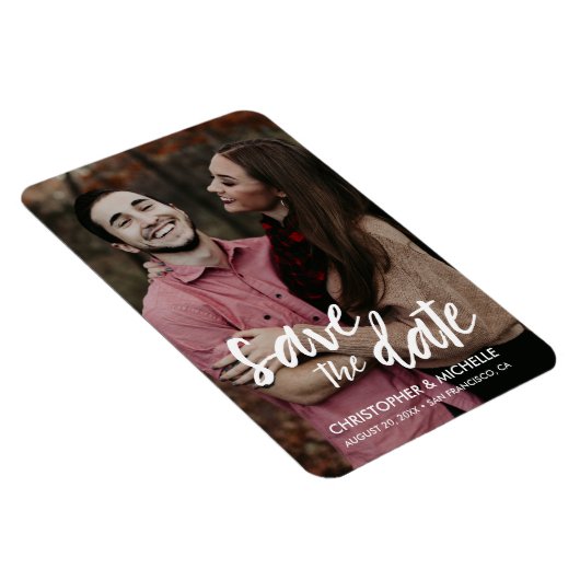 Dateモダン Scriptの写真を保存パーソナライズされたする マグネット (右側)