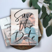 Dateモダン Script Photoのエレガント保存 案内ポストカード