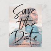 Dateモダン Script Photoのエレガント保存 案内ポストカード (正面)