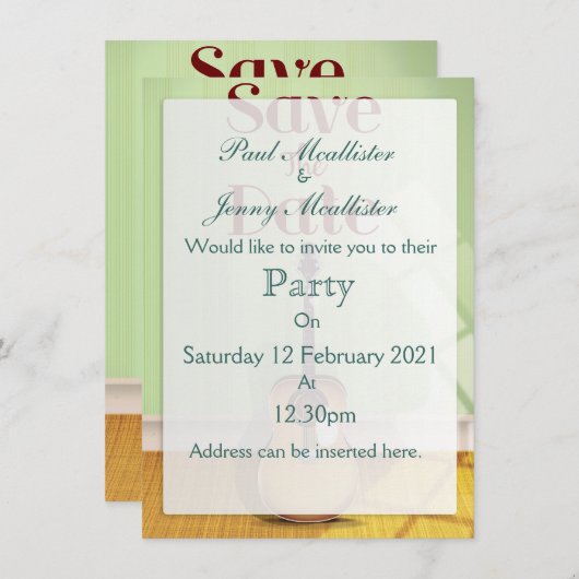 Dateヴィンテージアコースティックギターの保存 招待状 (正面/裏面)