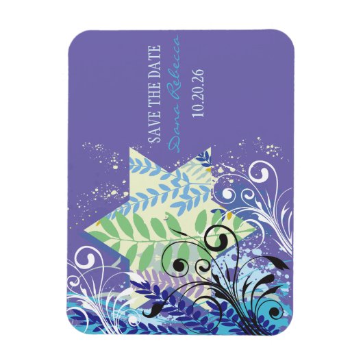 DATE抽象芸術フローラを保存するSTARバルミツワー マグネット (縦)