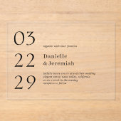 Date はっきりした Cleanエレガントモダンミニマル 結婚s アクリル招待状 (正面)