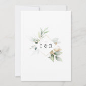 Date エレガント Botanical Greeneryの金ゴールドを保存 セーブザデート (裏面)