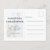 Date モダン Scriptフォトコラージュエレガントを保存 案内ポストカード (裏面)