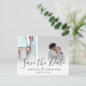 Date モダン Scriptフォトコラージュエレガントを保存 案内ポストカード (スタンド正面)