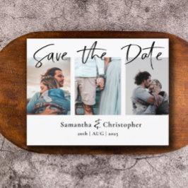 Date モダン Scriptフォトコラージュエレガントを保存 案内ポストカード