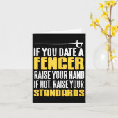Date A Fencer Raise Standards Funny Sword Quote Ta カード (黄色い花)
