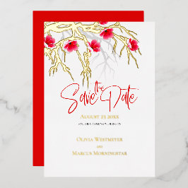 Date Blossom Branchの日本の保存 箔招待状