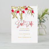 Date Blossom Branchの日本の保存 箔招待状 (立ち正面)