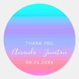 Date Blue Pink Aqua Pink グラデーション Pink ラウンドシール