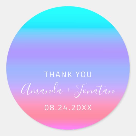 Date Blue Pink Aqua Pink グラデーション Pink ラウンドシール (正面)