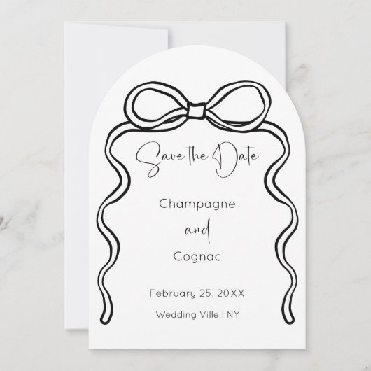 Date Bow Archのモダン写真を結婚保存 招待状 (正面)