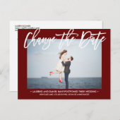 DATE BURGUNDY書道写真モダンを変更する 案内ポストカード (正面/裏面)