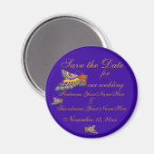 Date Butterflyの金ゴールド紫を結婚保存する マグネット (正面/裏面)