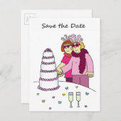 Date Cartoonの女性カップルを保存 案内ポストカード (正面/裏面)
